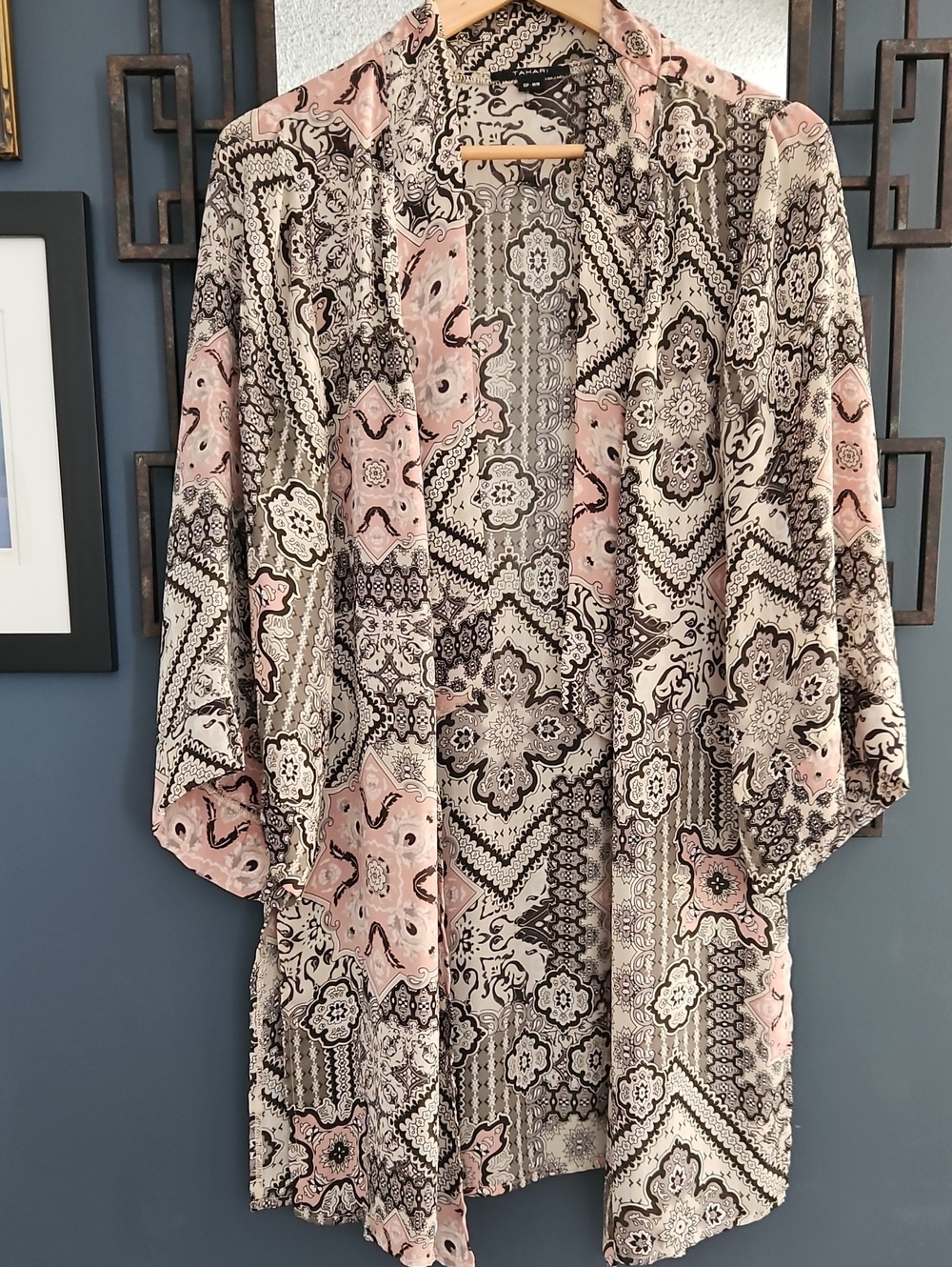 Tahari Kimono Topper Jacket Flowy Layering Piece Boho Size S/M
